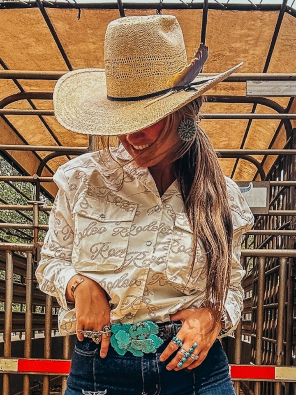 Rodeo Rope Pearl Snap Button Down Long Sleeve Shirt